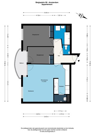Floorplan - Belgiëplein 99, 1066 RC Amsterdam